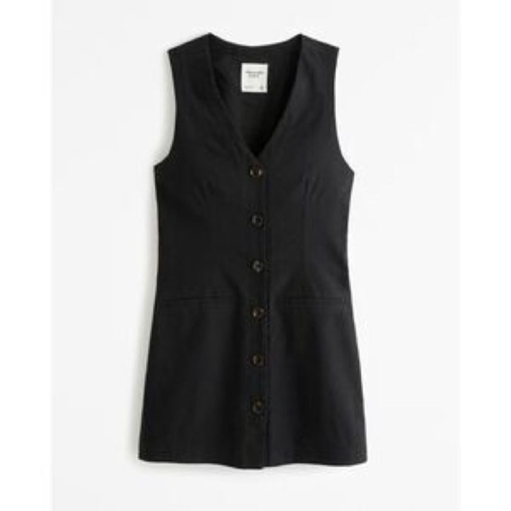 Abercrombie & Fitch Mara Linen-Blend Vest Mini Dress in Black- Medium - Picture 3 of 12
